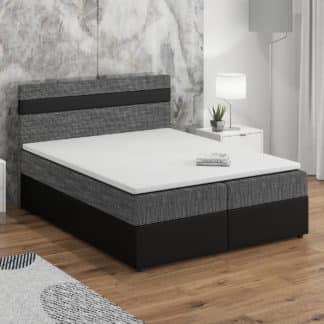 Postel boxspring MODENA 140x200 cm, šedá látka/černá ekokůže