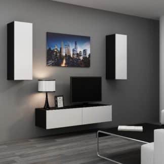 Obývací stěna VIGO 7, černá/bílý lesk