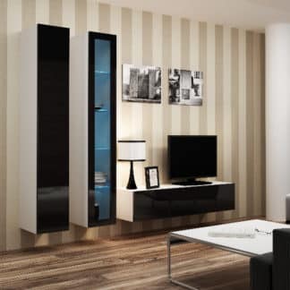 Obývací stěna VIGO 10, bílá/černý lesk