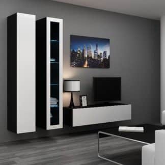 Obývací stěna VIGO 10, černá/bílý lesk
