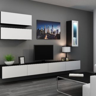 Obývací stěna VIGO 12, černá/bílý lesk