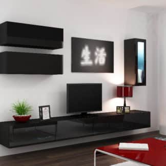 Obývací stěna VIGO 12, černá/černý lesk