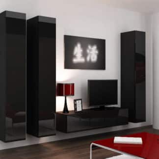 Obývací stěna VIGO 14, černá/černý lesk