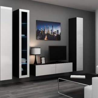 Obývací stěna VIGO 15, černá/bílý lesk