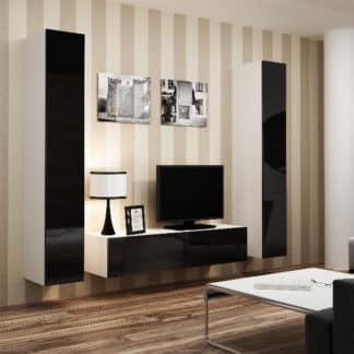 Obývací stěna VIGO 9, bílá/černý lesk