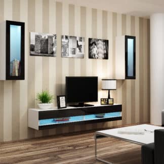 Obývací stěna VIGO NEW 11, bílá/černý lesk