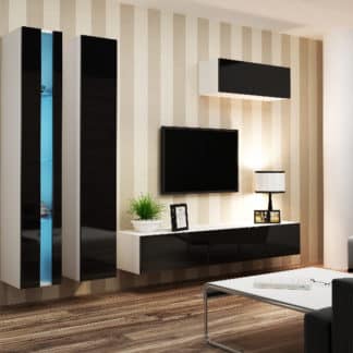 Obývací stěna VIGO NEW 1, bílá/černý lesk