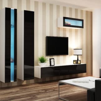 Obývací stěna VIGO NEW 2, bílá/černý lesk