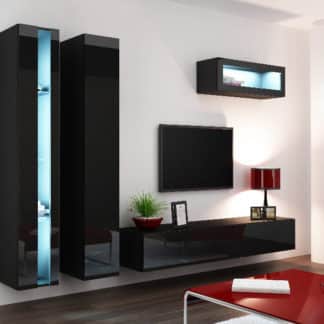 Obývací stěna VIGO NEW 2, černá/černý lesk