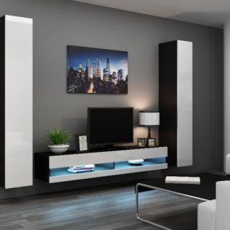 Obývací stěna VIGO NEW 4, černá/bílý lesk