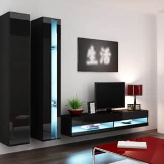 Obývací stěna VIGO NEW 5, černá/černý lesk