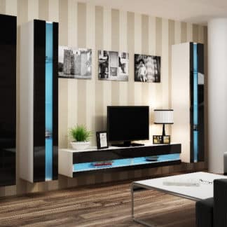 Obývací stěna VIGO NEW 6, bílá/černý lesk