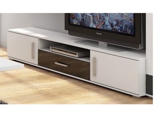 SOLAR, RTV stolek, bílá/černý lesk