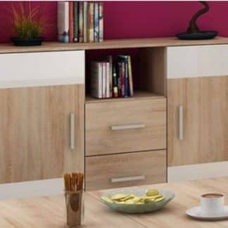 SOLAR, komoda, dub sonoma světlý/bílý lesk