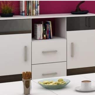 SOLAR, komoda, bílá/černý lesk