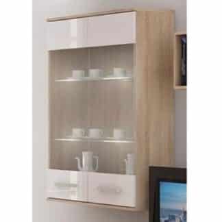 SOLAR, závěsná skříňka, dub sonoma sv./bílý lesk