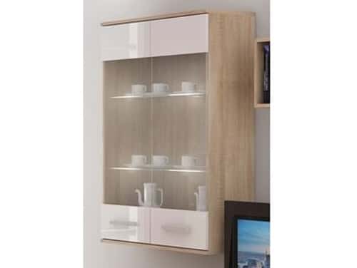 SOLAR, závěsná skříňka, dub sonoma sv./bílý lesk