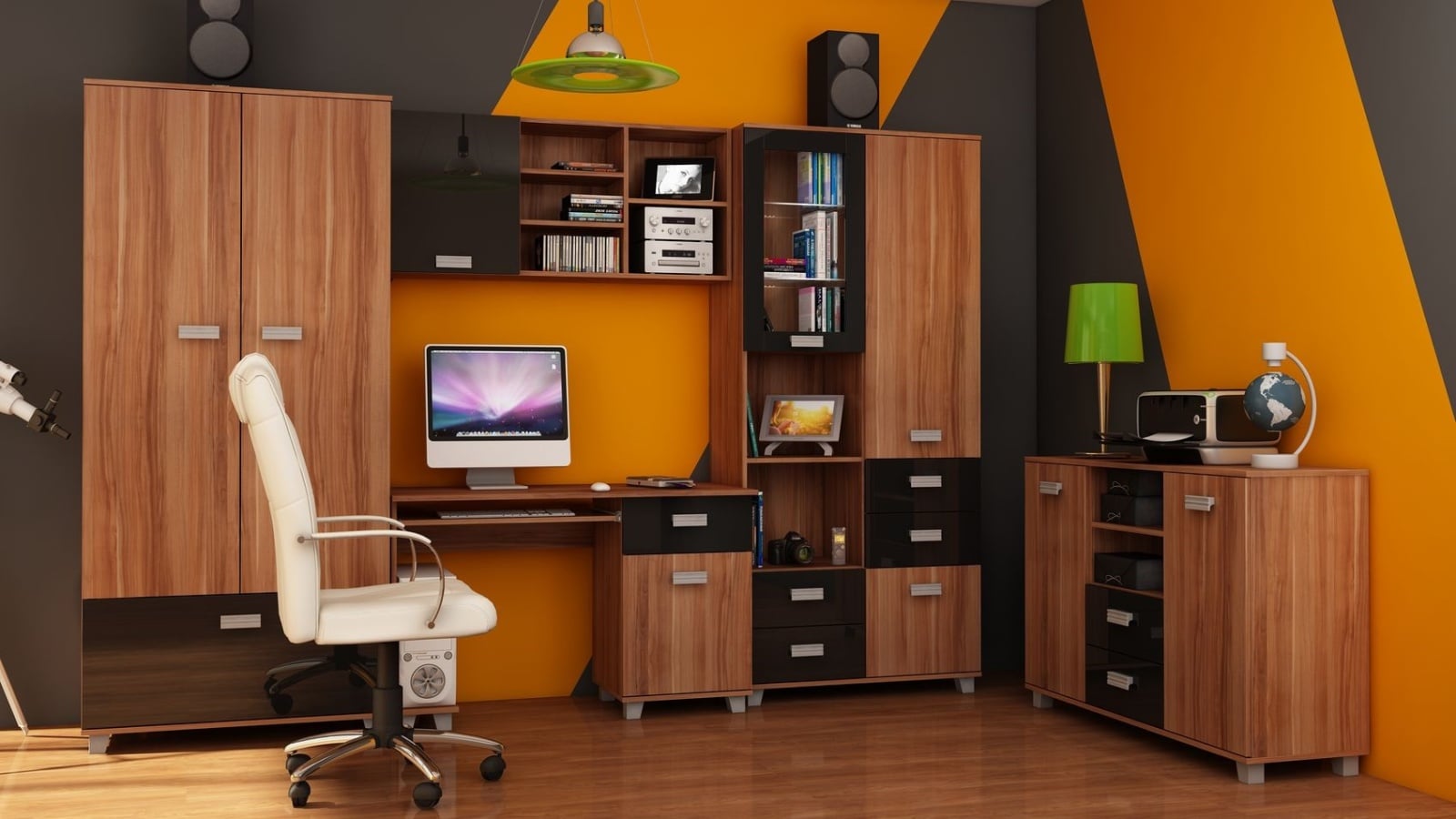 Studentský pokoj SOLO 2, švestka wallis/černý lesk