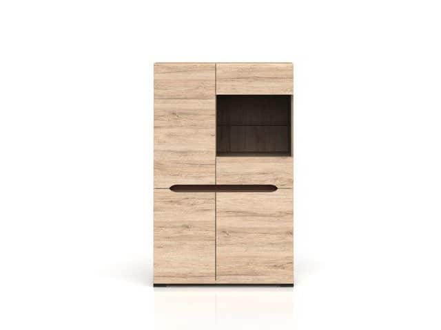 ELPASSO, vitrína REG1W3D/14/9, dub san remo světlý/dub wenge hnědý