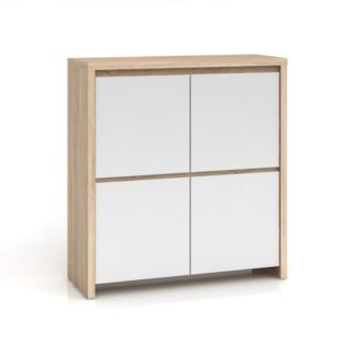 KASPIAN, komoda KOM4D, sonoma/bílý lesk