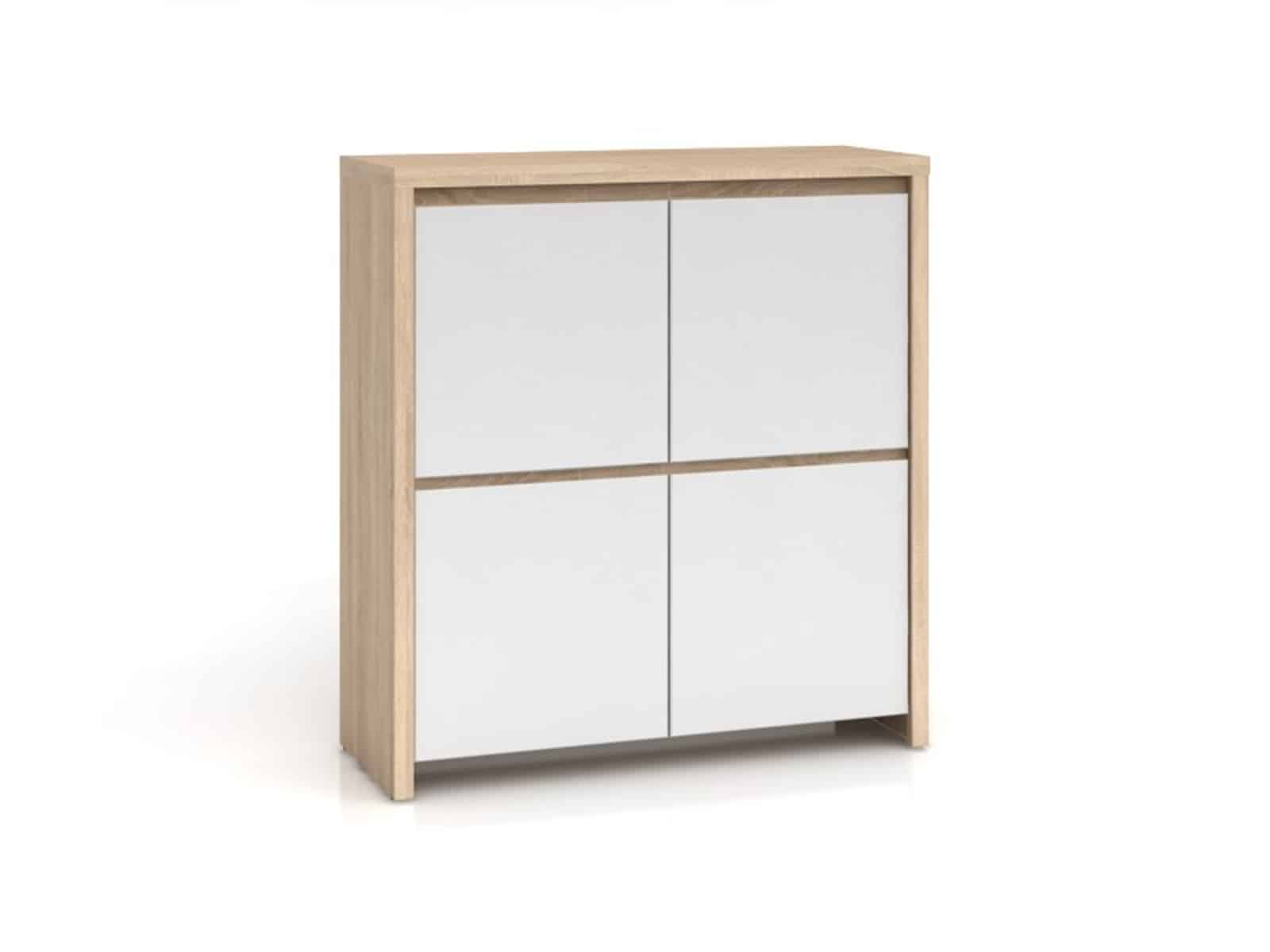 KASPIAN, komoda KOM4D, sonoma/bílý lesk