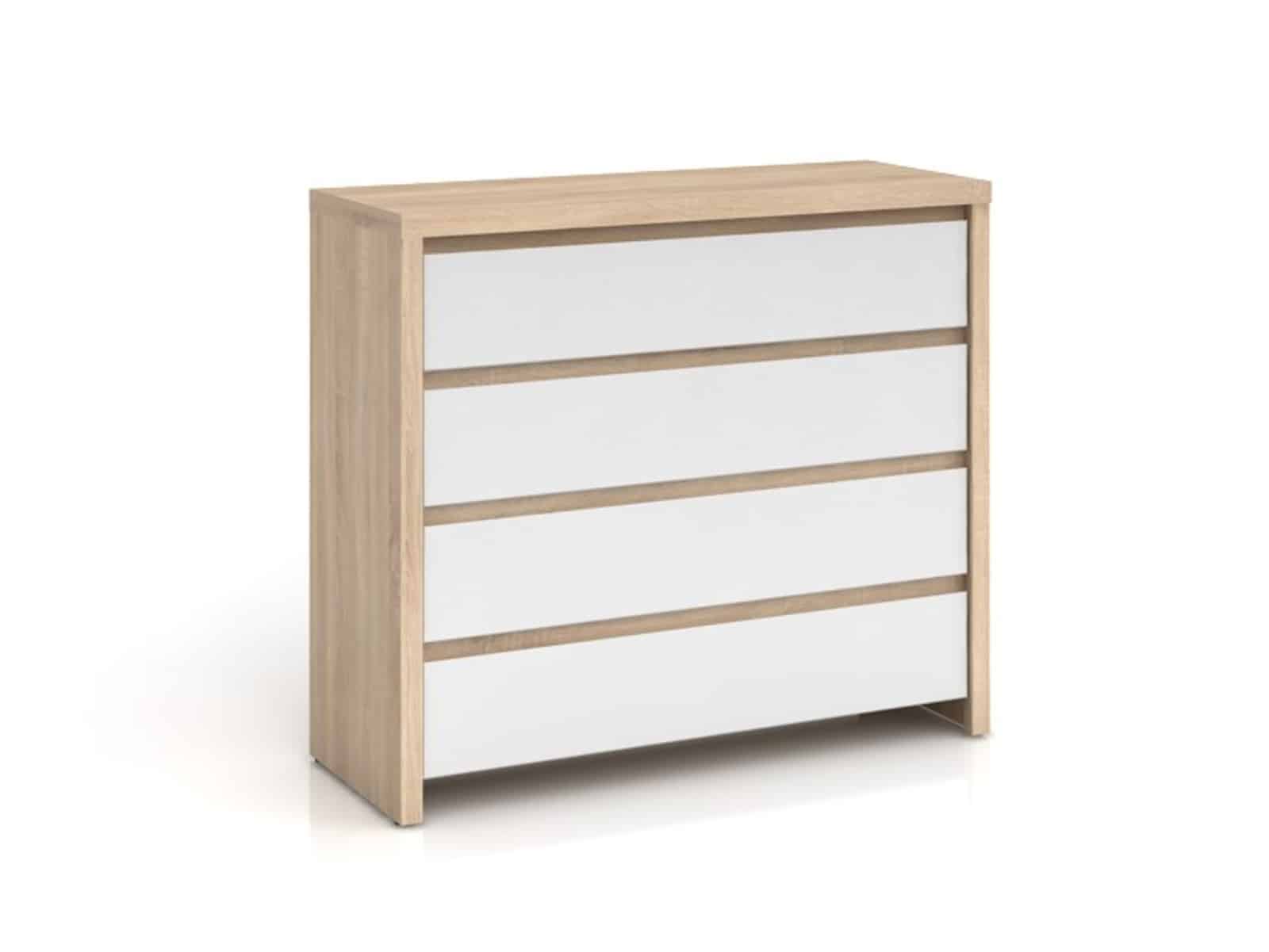 KASPIAN, komoda KOM4S, sonoma/bílý lesk