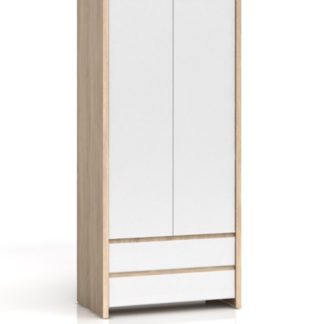 KASPIAN, skříň SZF2D2S, sonoma/bílý lesk