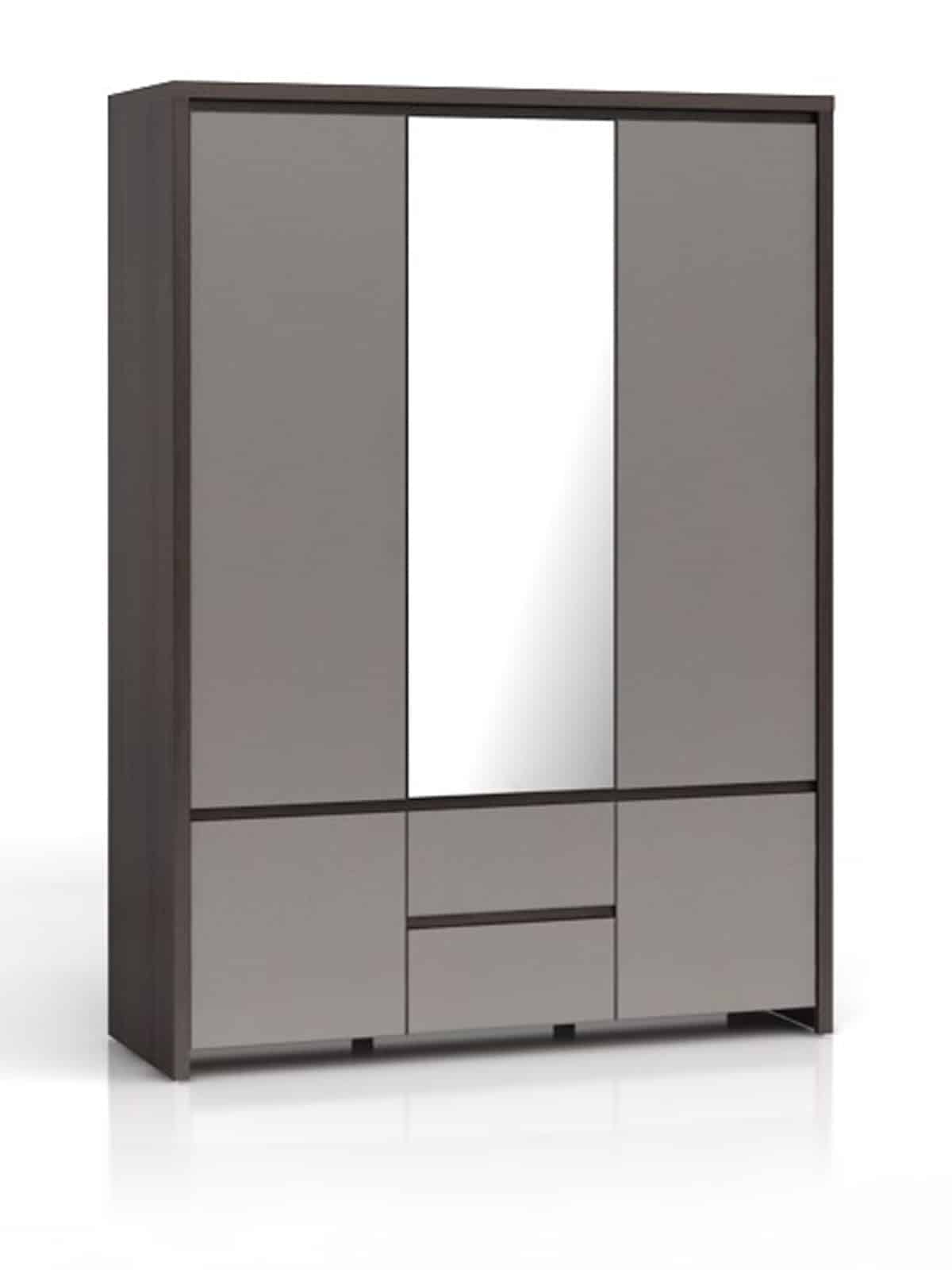 KASPIAN, skříň SZF5D2S, šedý vysoký lesk