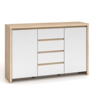 KASPIAN, komoda KOM2D4S, sonoma/bílý lesk