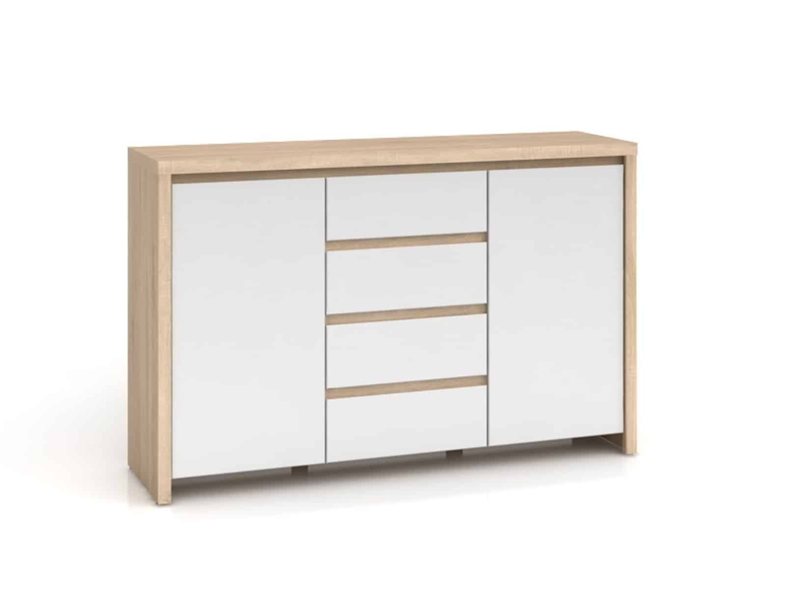 KASPIAN, komoda KOM2D4S, sonoma/bílý lesk