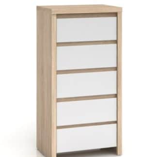 KASPIAN, komoda KOM5S, sonoma/ bílý lesk