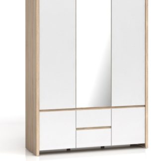 KASPIAN, skříň SZF5D2S, sonoma/bílý lesk