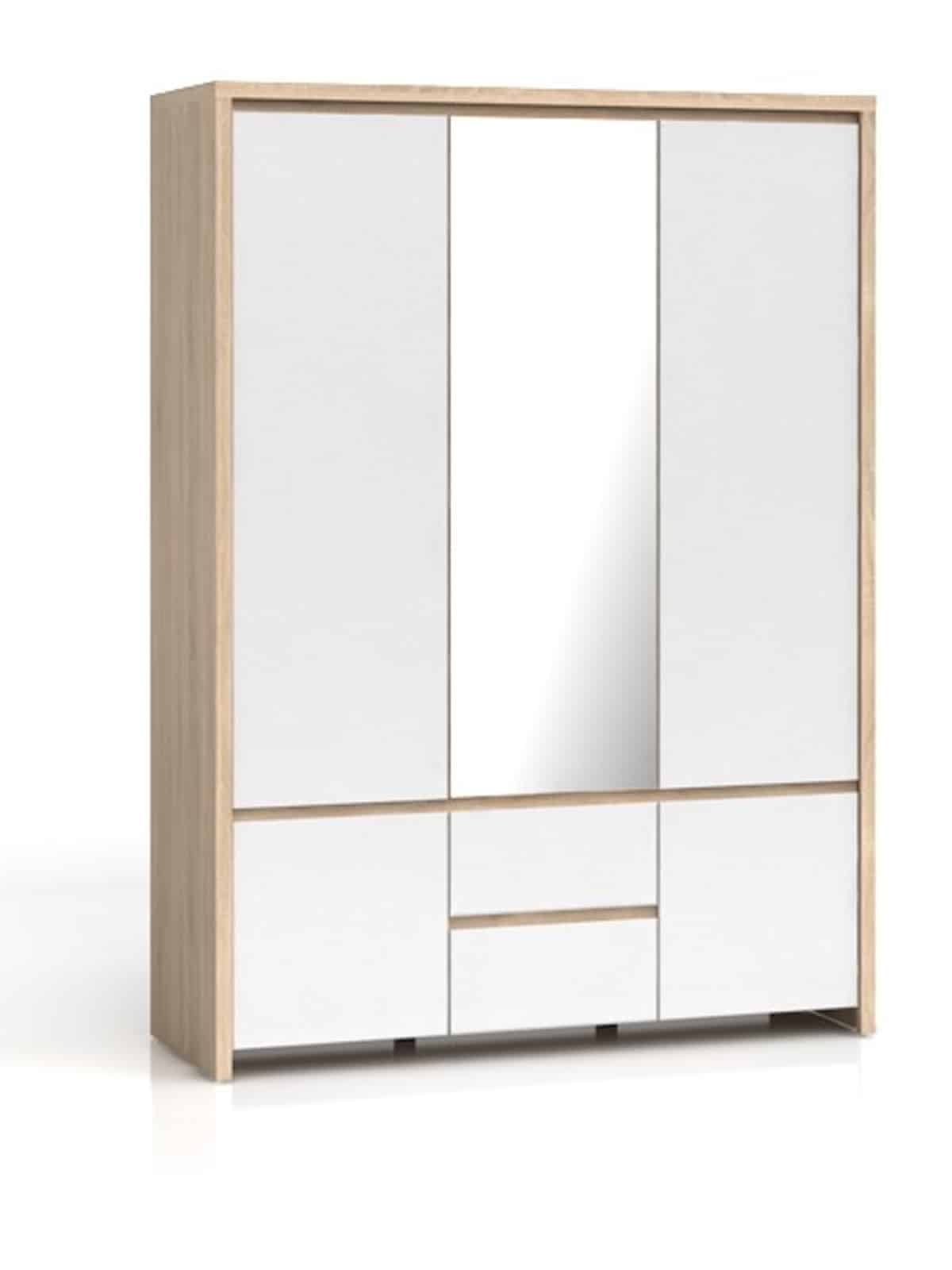 KASPIAN, skříň SZF5D2S, sonoma/bílý lesk