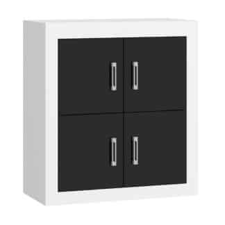 VERIN/01, komoda, bílá/černý lesk