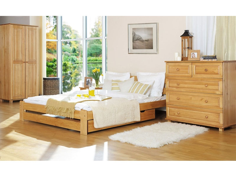 Postel LIDIA 120x200 cm s roštem, masiv borovice/moření olše