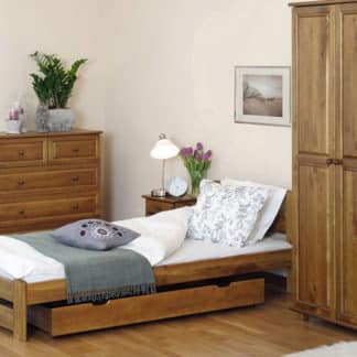 Postel LIDIA 90x200 cm s roštem, masiv borovice/moření dub