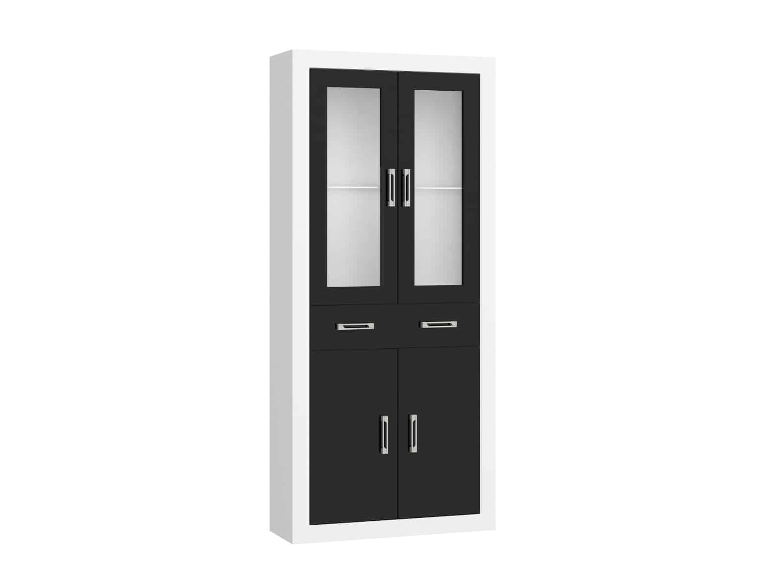 VERIN/18, regál 2DSW, bílá/černý lesk