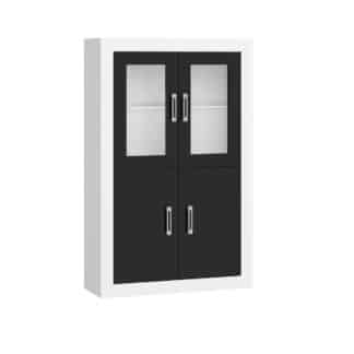 VERIN/19, regál 2DW, bílá/černý lesk