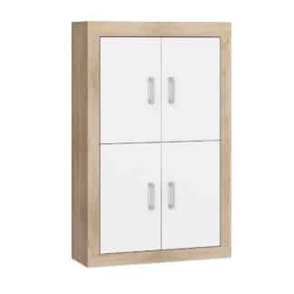 VERIN/20, regál 4D, dub sonoma/bílý lesk