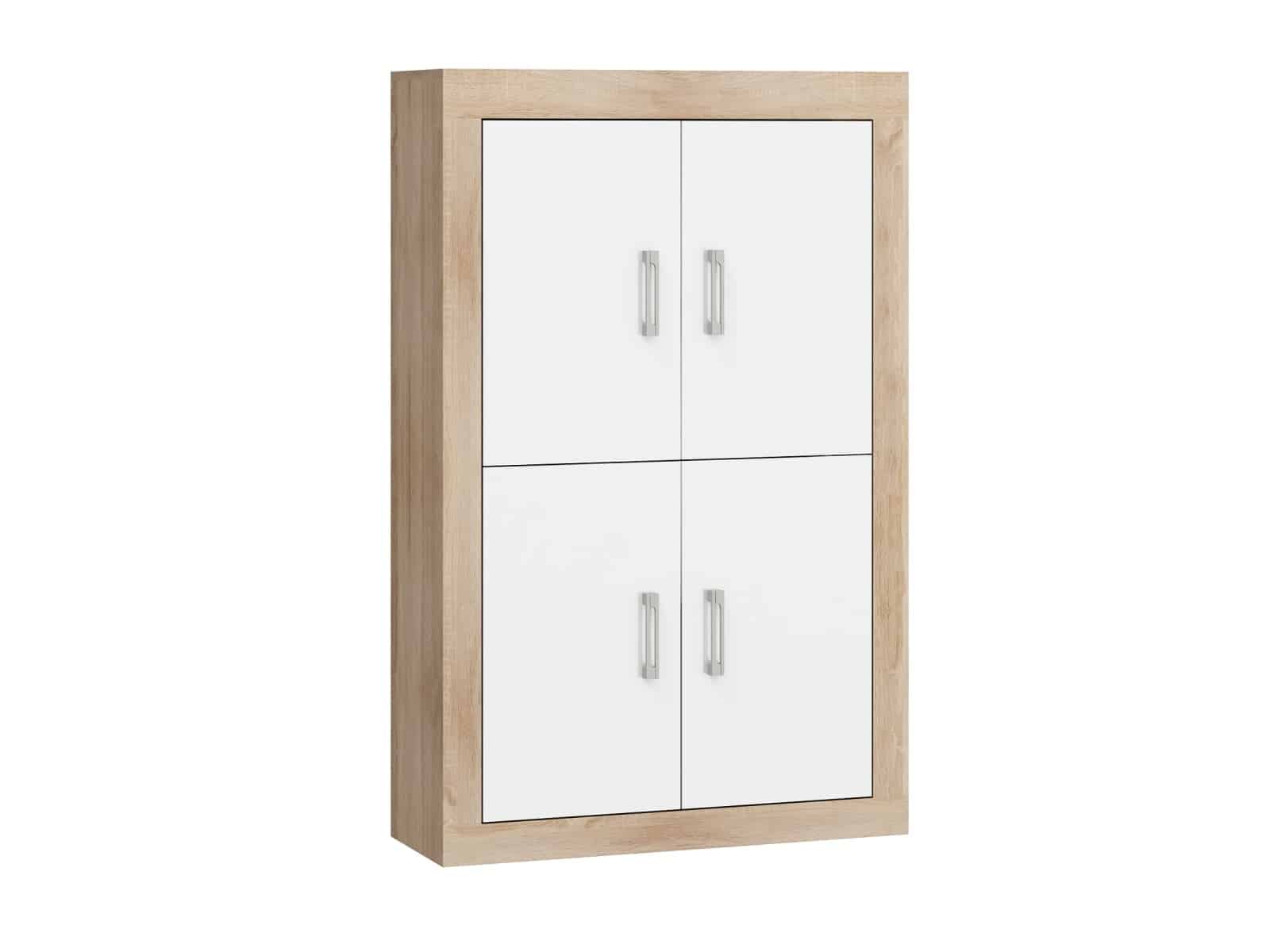 VERIN/20, regál 4D, dub sonoma/bílý lesk