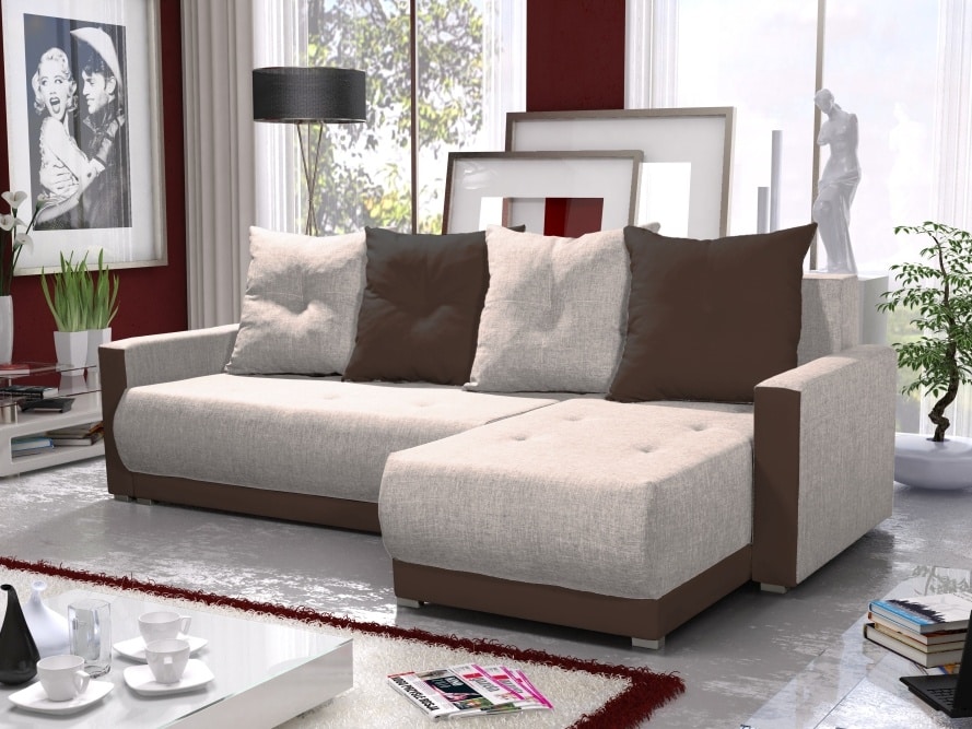 Rohová sedačka INSIGNIA BIS 6, krémová/hnědá