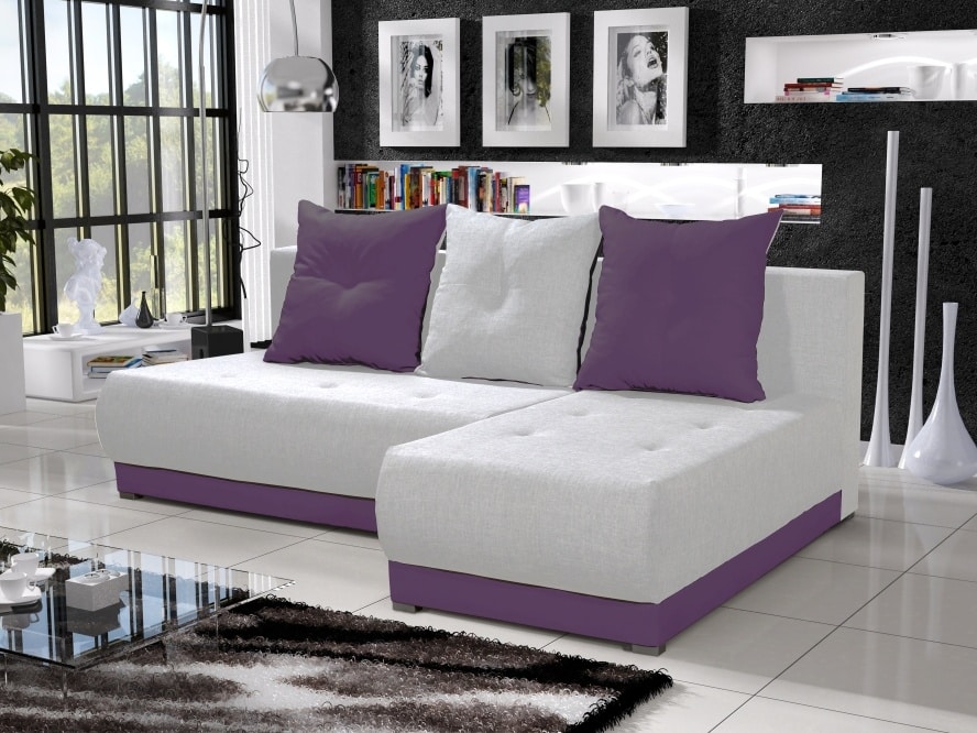 Rohová sedačka INSIGNIA 13, krémová/fialová