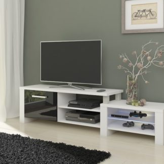 TV stolek ORION, bílá/černý lesk