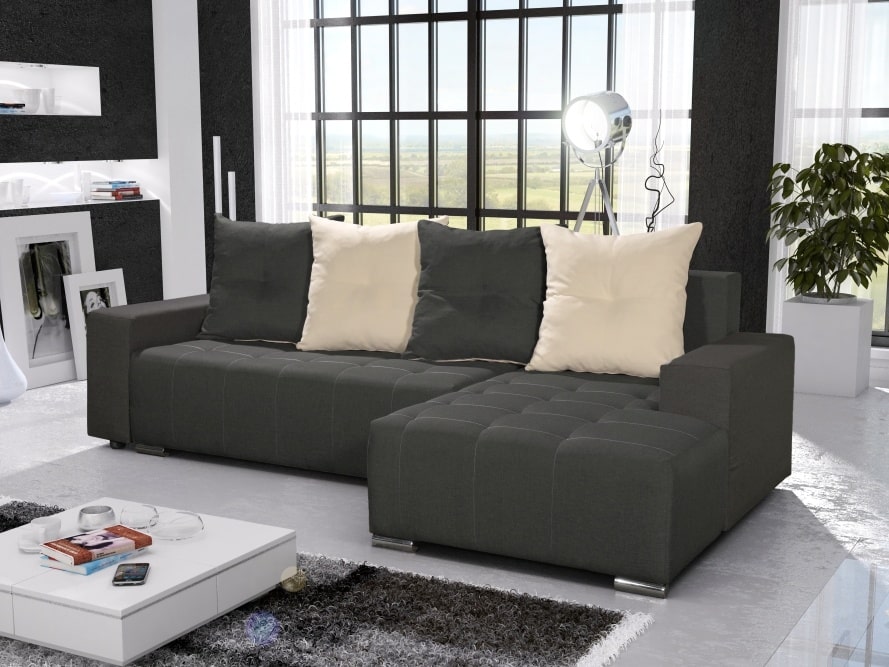 Rohová sedačka TELO 1 pravá, šedá/krémová