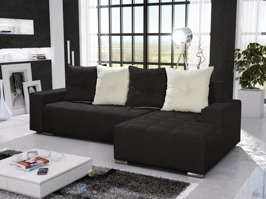 Rohová sedačka TELO 2 pravá, černá/krémová