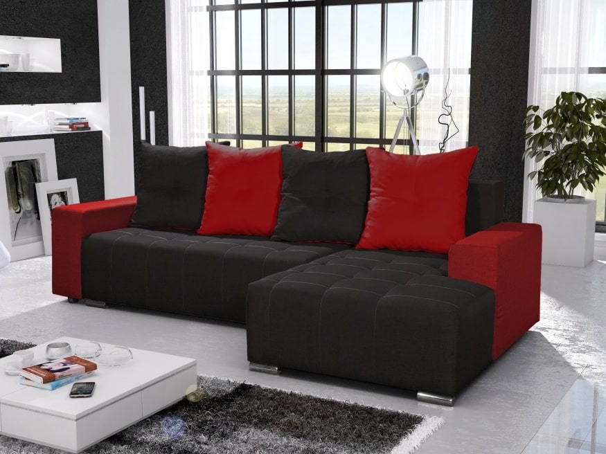 Rohová sedačka TELO 3 pravá, černá/červená
