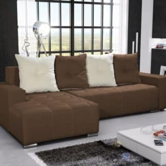 Rohová sedačka TELO 6 levá, hnědá/krémová