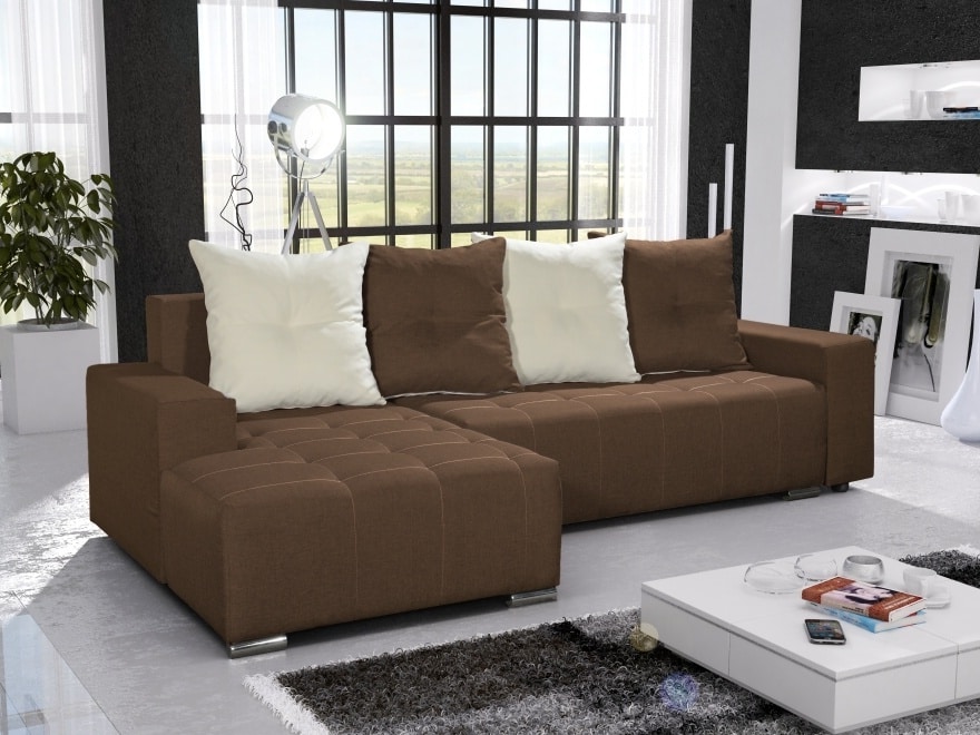 Rohová sedačka TELO 6 levá, hnědá/krémová