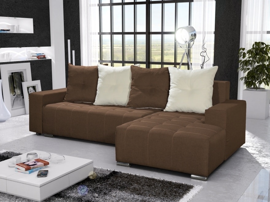 Rohová sedačka TELO 6 pravá, hnědá/krémová