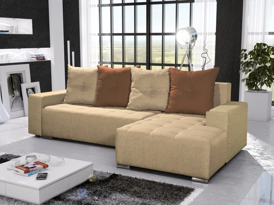 Rohová sedačka TELO 9 pravá, béžová/světle hnědá